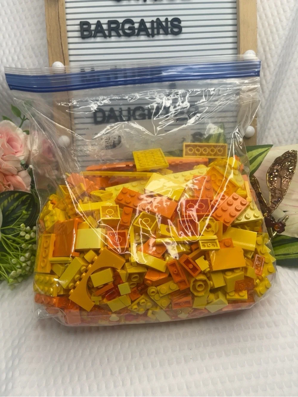 LEGO Orange Yellow Parts Lot 1.5 lbs Mixed Bulk Bricks